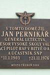 Pamětní deska věnovaná generálu letectva Janu Perníkářovi (návrh - J. Svoboda) - bronz, 52 x38 cm