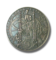 Návrh pamětní mince k šestistému výročí Staroměstského orloje (autor - V. Oppl) - bronz, průměr 20 cm